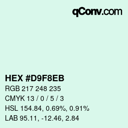 Color code: HEX #D9F8EB | qconv.com