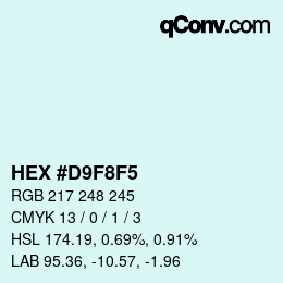 Color code: HEX #D9F8F5 | qconv.com