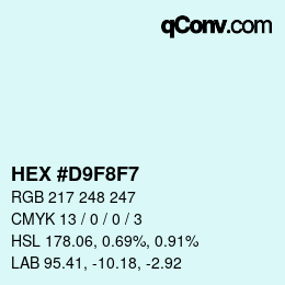 カラーコード: HEX #D9F8F7 | qconv.com