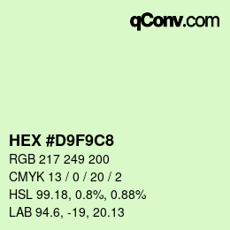 颜色代码: HEX #D9F9C8 | qconv.com