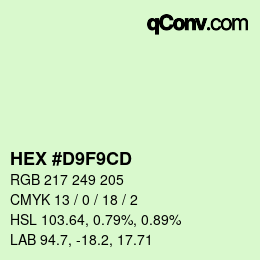Color code: HEX #D9F9CD | qconv.com