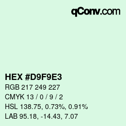 Color code: HEX #D9F9E3 | qconv.com