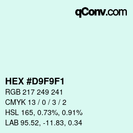 Color code: HEX #D9F9F1 | qconv.com