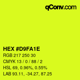 カラーコード: HEX #D9FA1E | qconv.com