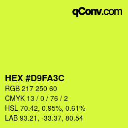 カラーコード: HEX #D9FA3C | qconv.com