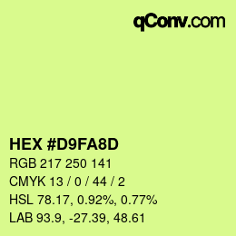 Color code: HEX #D9FA8D | qconv.com
