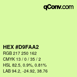 Color code: HEX #D9FAA2 | qconv.com