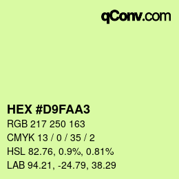 Color code: HEX #D9FAA3 | qconv.com