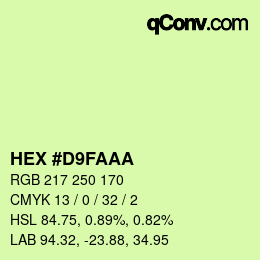 Color code: HEX #D9FAAA | qconv.com