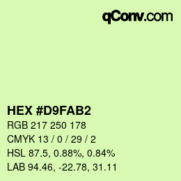 Color code: HEX #D9FAB2 | qconv.com