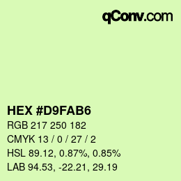 Color code: HEX #D9FAB6 | qconv.com