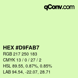 Color code: HEX #D9FAB7 | qconv.com