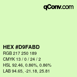 Color code: HEX #D9FABD | qconv.com