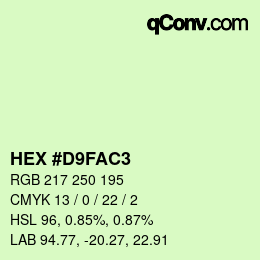 Color code: HEX #D9FAC3 | qconv.com