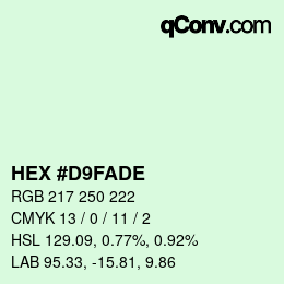 Color code: HEX #D9FADE | qconv.com