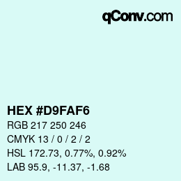 カラーコード: HEX #D9FAF6 | qconv.com
