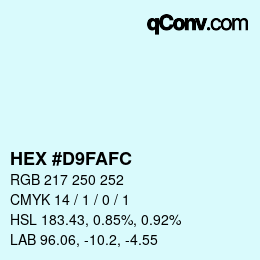 カラーコード: HEX #D9FAFC | qconv.com
