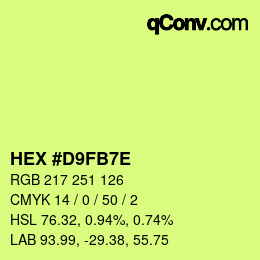 Color code: HEX #D9FB7E | qconv.com