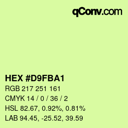 Color code: HEX #D9FBA1 | qconv.com