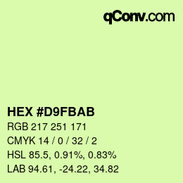 Color code: HEX #D9FBAB | qconv.com