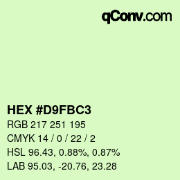 カラーコード: HEX #D9FBC3 | qconv.com