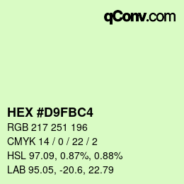 Color code: HEX #D9FBC4 | qconv.com