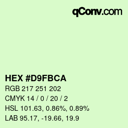 カラーコード: HEX #D9FBCA | qconv.com