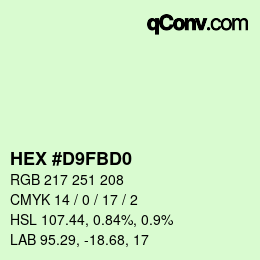 Color code: HEX #D9FBD0 | qconv.com