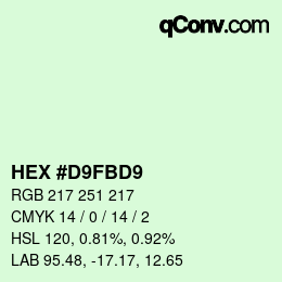 Color code: HEX #D9FBD9 | qconv.com