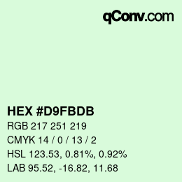 Color code: HEX #D9FBDB | qconv.com