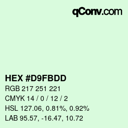 Color code: HEX #D9FBDD | qconv.com