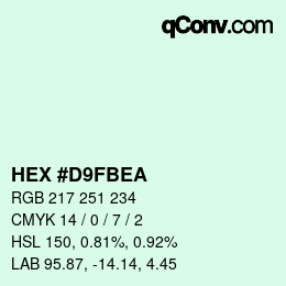 Color code: HEX #D9FBEA | qconv.com