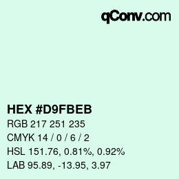 Color code: HEX #D9FBEB | qconv.com