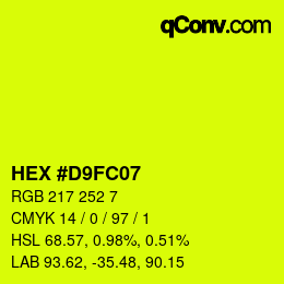 Color code: HEX #D9FC07 | qconv.com