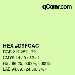 Color code: HEX #D9FCAC | qconv.com