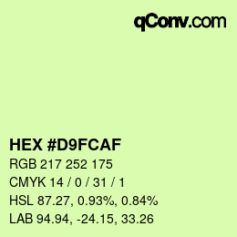 Color code: HEX #D9FCAF | qconv.com
