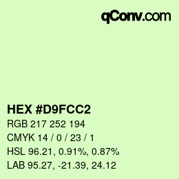 カラーコード: HEX #D9FCC2 | qconv.com