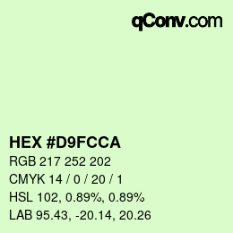 Color code: HEX #D9FCCA | qconv.com
