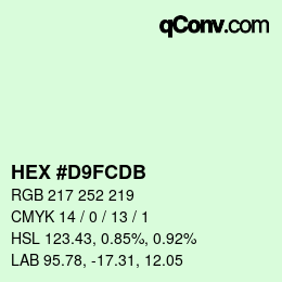カラーコード: HEX #D9FCDB | qconv.com