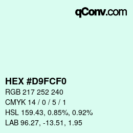 Color code: HEX #D9FCF0 | qconv.com