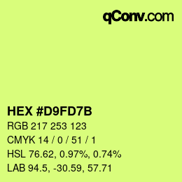 Color code: HEX #D9FD7B | qconv.com