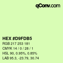 Color code: HEX #D9FDB5 | qconv.com
