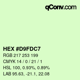 カラーコード: HEX #D9FDC7 | qconv.com