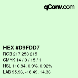 Color code: HEX #D9FDD7 | qconv.com