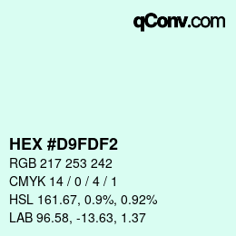 Color code: HEX #D9FDF2 | qconv.com