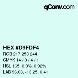 颜色代码: HEX #D9FDF4 | qconv.com