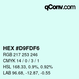 カラーコード: HEX #D9FDF6 | qconv.com