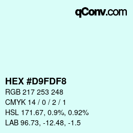 カラーコード: HEX #D9FDF8 | qconv.com