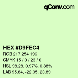 Color code: HEX #D9FEC4 | qconv.com