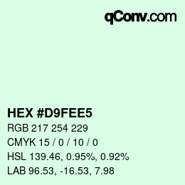 カラーコード: HEX #D9FEE5 | qconv.com